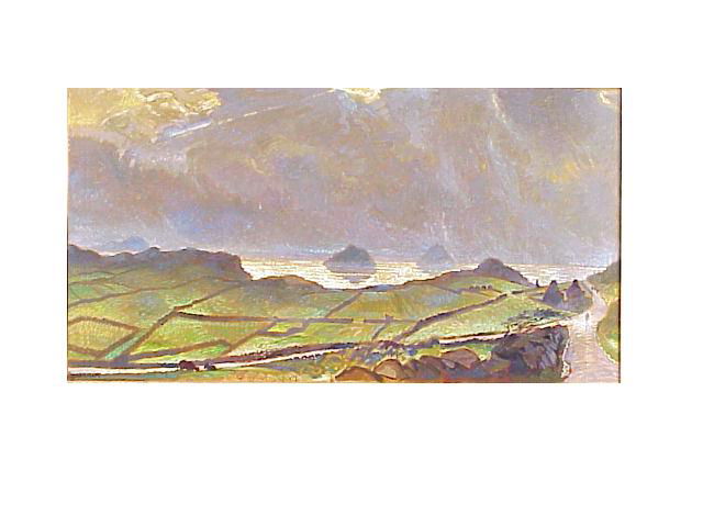 ROBERT MACDONALD GRAHAM, JR. (1919-2000): Acrylic on canvas "Valentia Island: Looking West", 18"X33"
