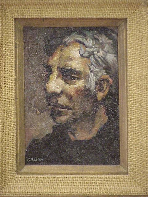 ROBERT MACDONALD GRAHAM, JR. (1919-2000): Acrylic on Masonite "Scot Fisherman", 7"X5". From the Scot Faces Series