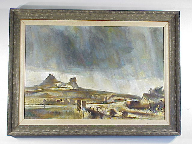ROBERT MACDONALD GRAHAM, JR. (1919-2000): Oil on Masonite, "The Courthouse Rock, Landmark in Nebraska", 21"X31", 1963
