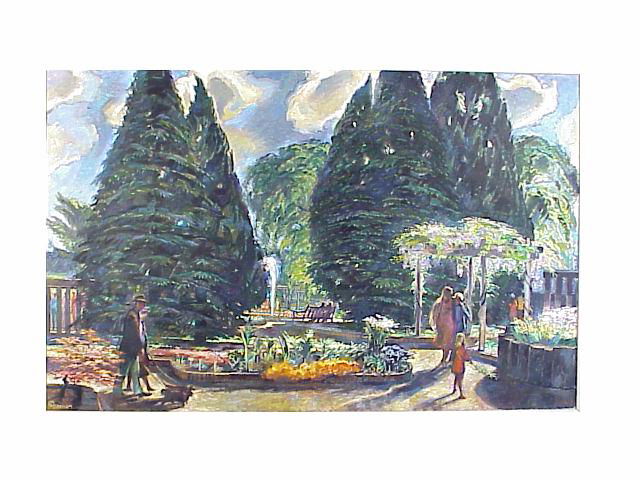 ROBERT MACDONALD GRAHAM, JR. (1919-2000): Acrylic on canvas, "The Botanical Garden Atlanta", 32"X50"