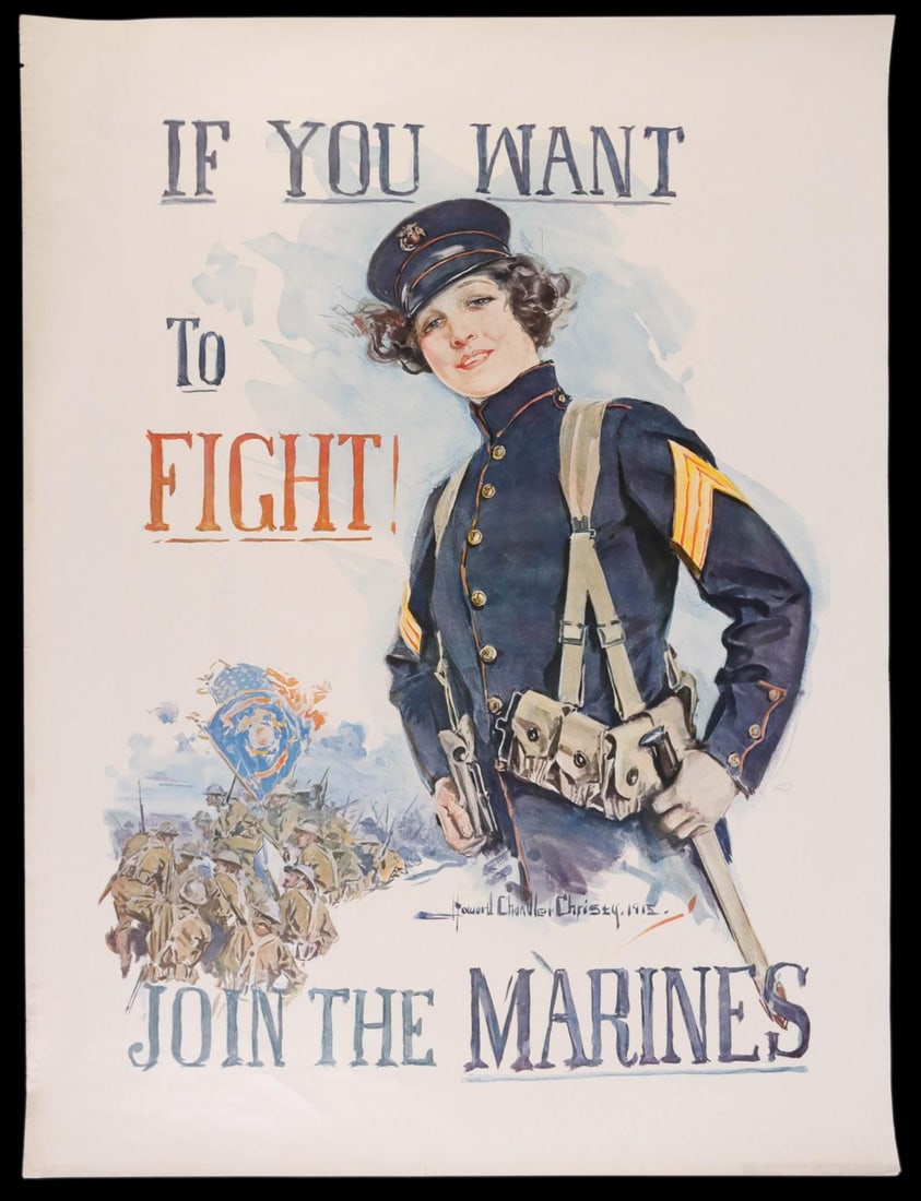 A WWI U.S. MARINES LADIES' RECRUITMENT POSTER (1 of 2)