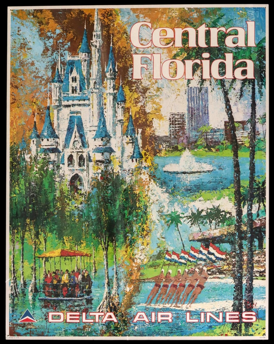 DELTA AIR LINES CENTRAL FLORIDA TRAVEL POSTER (1 of 6)