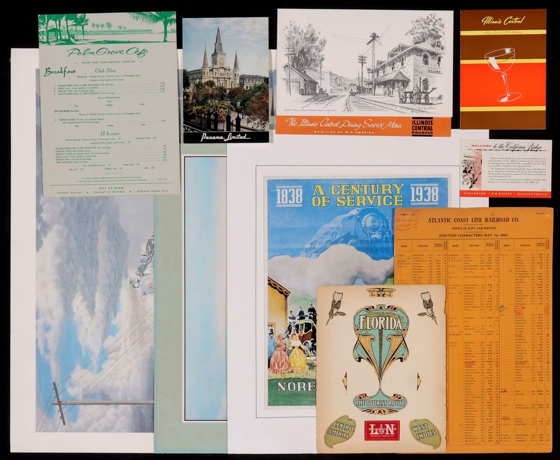 IC, ACL, UP, ATSF, PULLMAN, C&O, B&O, SRS RR EPHEMERA (1 of 14)