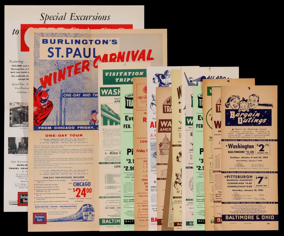 BURLINGTON RT, B&O, NEW HAVEN, PENNSY RR EPHEMERA (1 of 13)