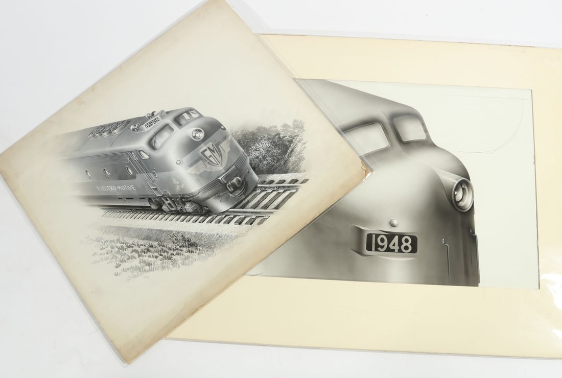 EARLY GM PROTOTYPE LOCOMOTIVE PAINTINGS BY DEDEK (1 of 5)