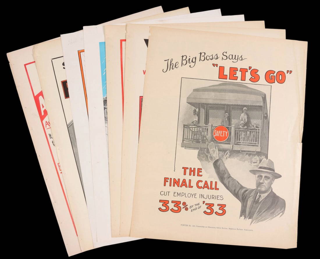 Seven Railroad Safety Posters For A.r.a. & A.a.r. Auction