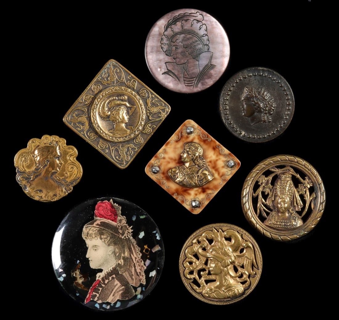 ETCHED ABALONE, ART NOUVEAU, OTHER SEWING BUTTONS (1 of 12)