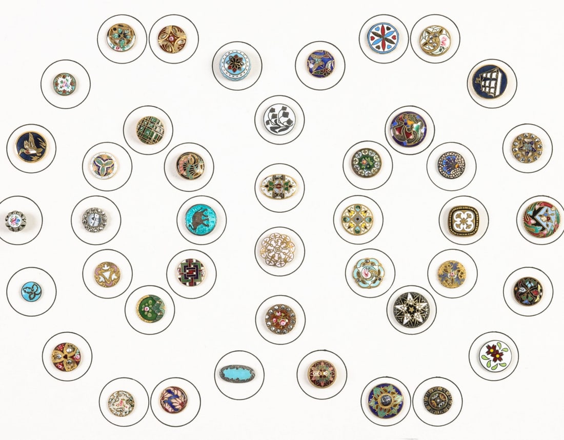 A COLLECTION OF SMALL ENAMELED SEWING BUTTONS (1 of 9)