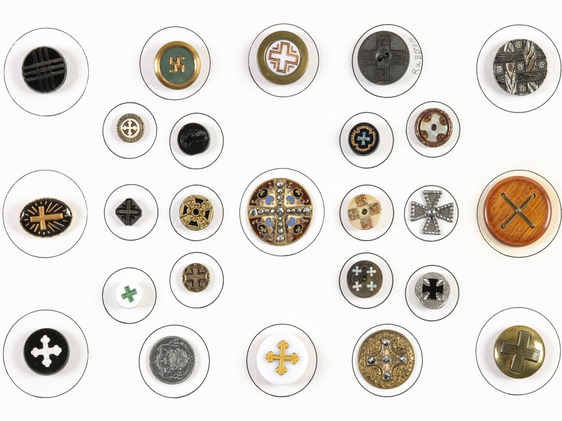 A COLLECTION OF CROSS MOTIF ANTIQUE SEWING BUTTONS (1 of 7)