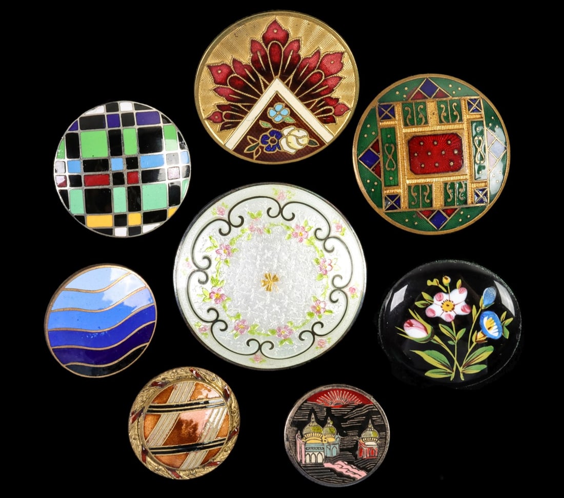 STERLING SILVER & OTHER ENAMEL SEWING BUTTONS (1 of 12)