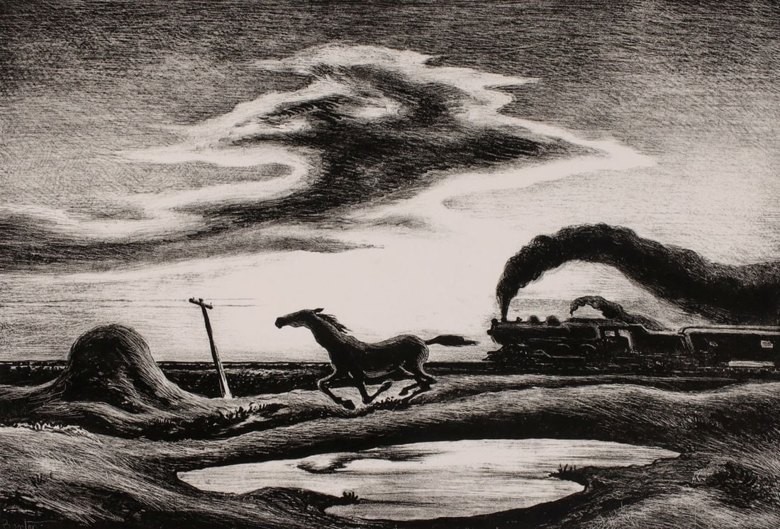 THOMAS HART BENTON (1889-1975) PENCIL SIGNED LITHOGRAPH (1 of 12)