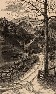 LEO MEISSNER (1895-1977) PENCIL SIGNED WOOD ENGRAVING: Leo John Meissner (1895-1977) Mountain Home, No. Car. The wood engraving, numbered 20 from an edition of 50 prints, is signed by the artist in pencil below the image lower right and titled lower left.