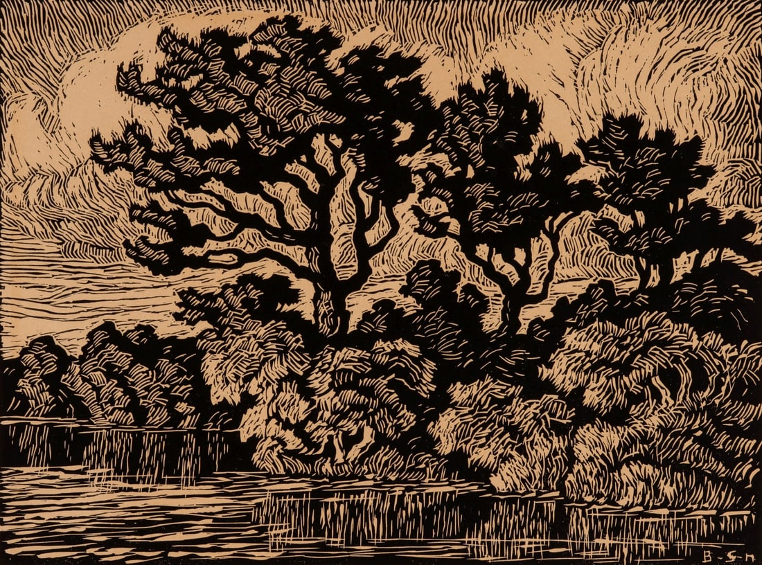 BIRGER SANDZEN (1871-1954) PENCIL SIGNED BLOCK PRINT (1 of 13)