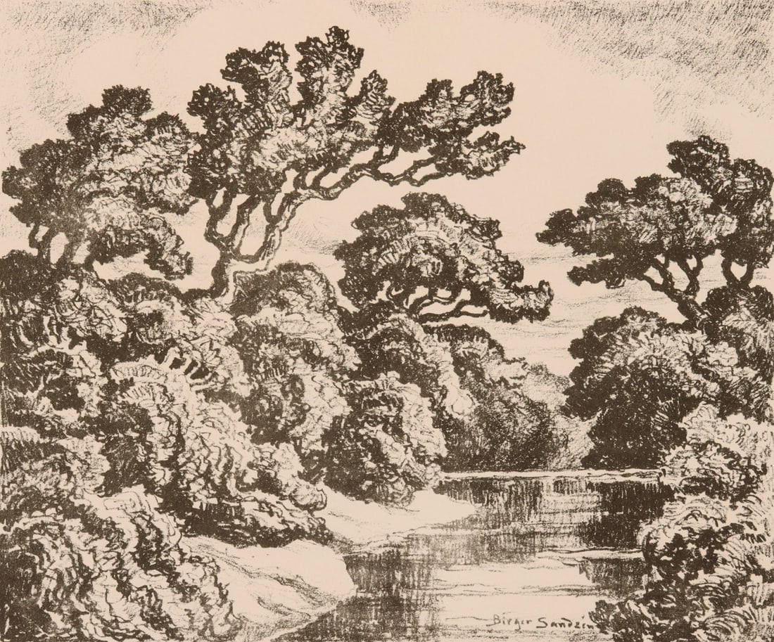 BIRGER SANDZEN (1871-1954) PENCIL SIGNED LITHOGRAPH (1 of 12)