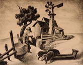 THOMAS HART BENTON (1889-1975) PENCIL SIGNED LITHOGRAPH