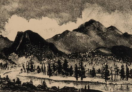 ADOLF DEHN (1895-1968) PENCIL SIGNED LITHOGRAPH: Adolf Arthur Dehn (1895-1968) Twilight in the Rockies The lithograph published by Associated American Artists in an edition of 250 prints is signed by the artist in pencil below the image lower right