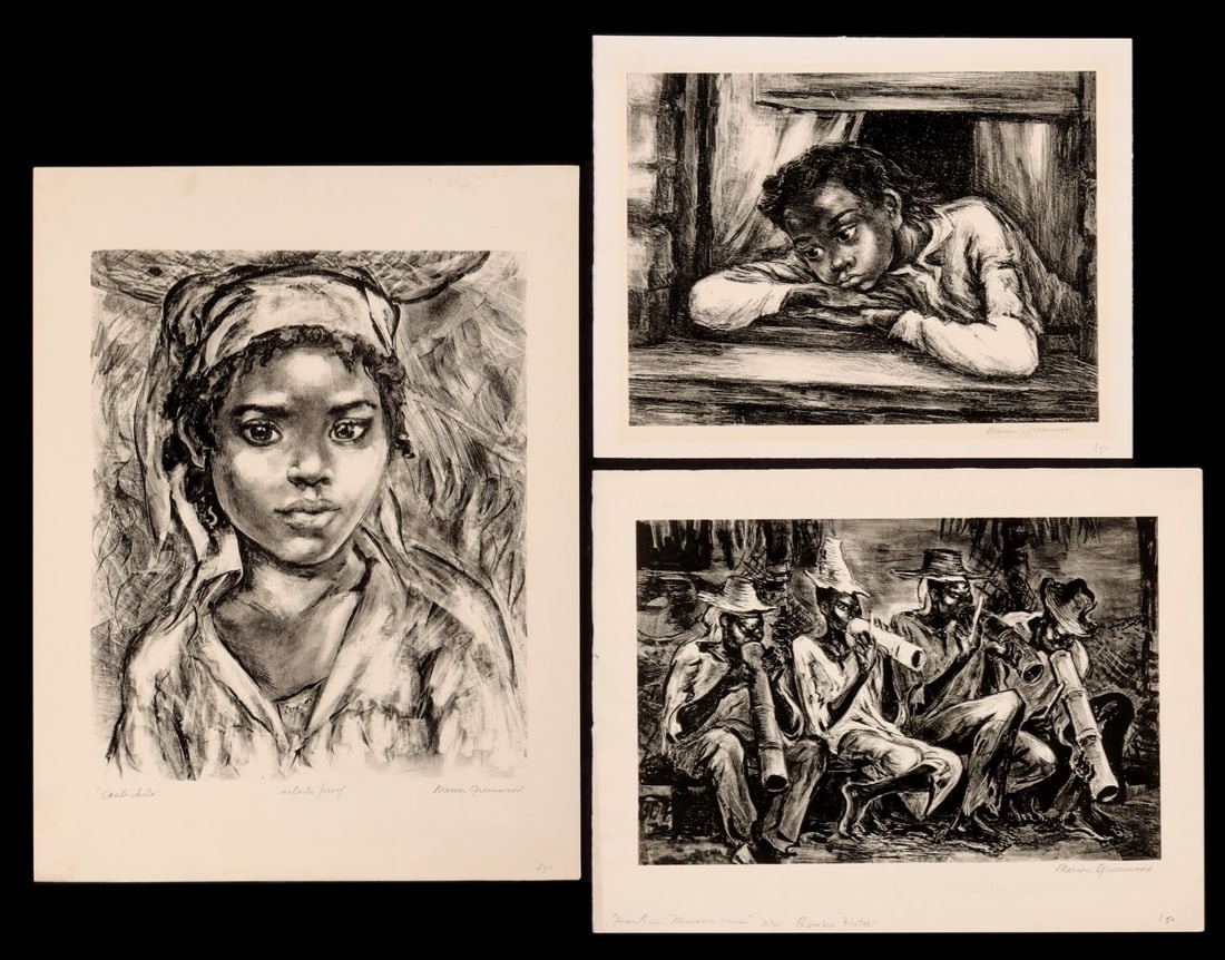 MARION GREENWOOD THREE PENCIL SIGNED LITHOS (1 of 19)