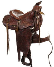 MOSS CHANUTE KS TOOLED LEATHER SADDLE AND BREAST COLLAR