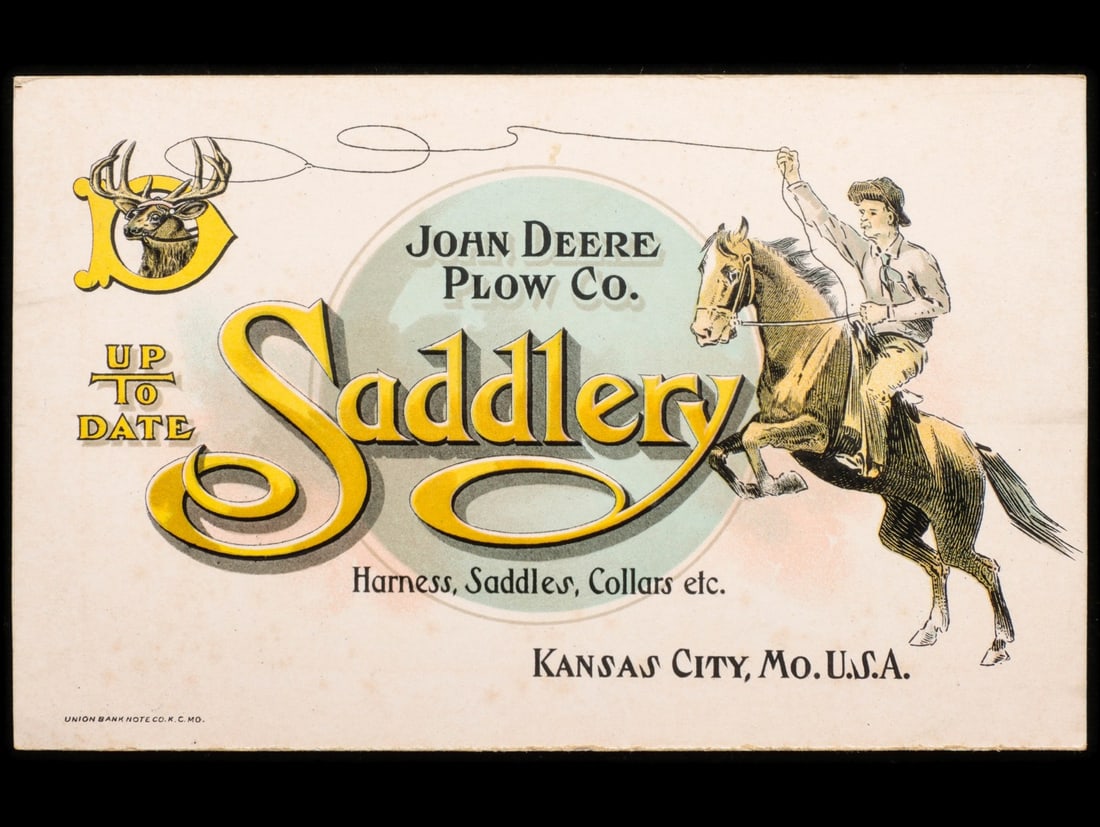 A VERY RARE JOHN DEERE SADDLERY KANSAS CITY TRADE CARD (1 of 5)