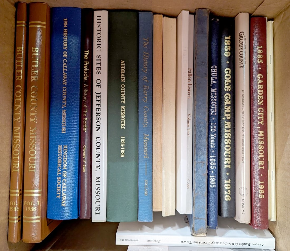 MISSOURI COUNTY HISTORIES SUBJECT MATTER BOOK LOT: Provenance: John Royle Trust and Living Estate, Independence, Missouri. Without proof of exemption, be aware that internet sales tax applies to all Internet transactions and local sales tax may apply 