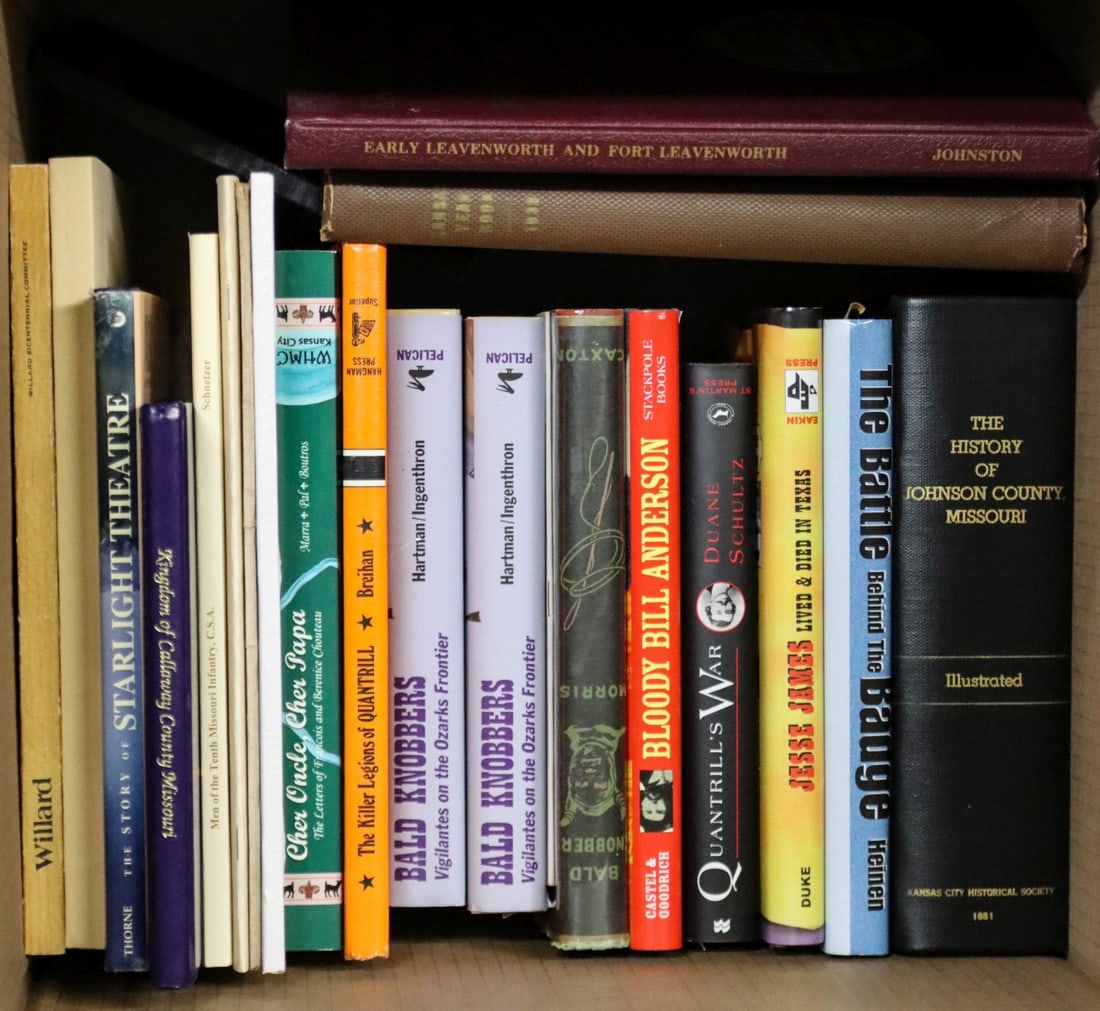 QUANTRILL, BLOODY BILL, JESSE JAMES, MO HISTORY BOOKS: Provenance: John Royle Trust and Living Estate, Independence, Missouri. Without proof of exemption, be aware that internet sales tax applies to all Internet transactions and local sales tax may apply 