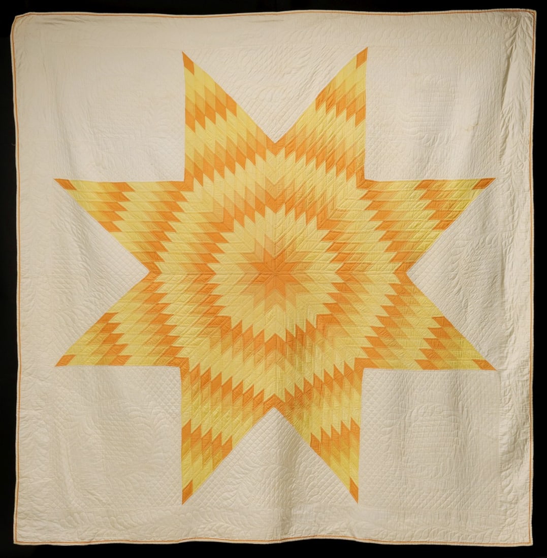 A VINTAGE HAND STITCHED LONE STAR PATTERN QUILT (1 of 14)