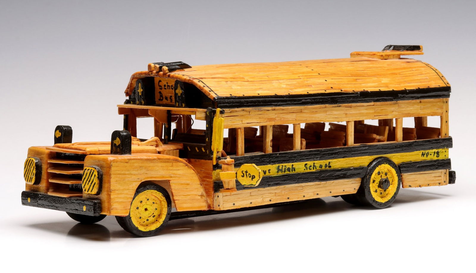 A LATE 20TH CENTURY PRISON ART MODEL OF A SCHOOL BUS (1 of 18)