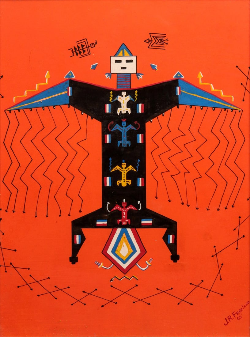 ACRYLIC RENDITION OF NAVAJO MEDICINE MAN SAND PAINTING (1 of 15)