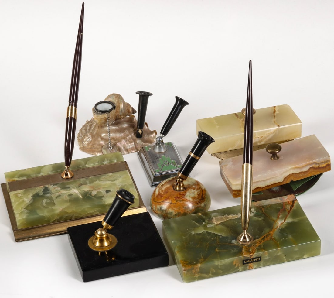 ONYX AND OTHER VINTAGE PEN STANDS AND BLOTTERS (1 of 4)