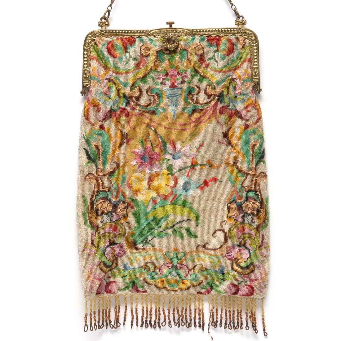 A LARGE AND VERY FINELY BEADED FRENCH BAG (1 of 20)