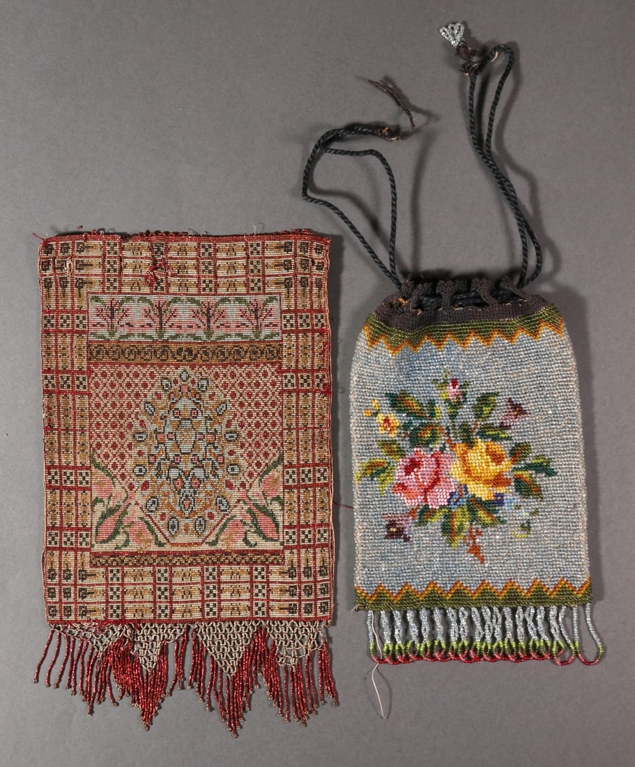 A COLLECTION OF SIX ANTIQUE BEADED PURSES (1 of 6)