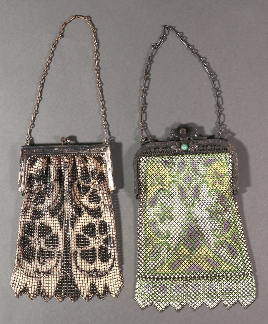 SIX GOOD 1920s PAINTED MESH PURSES (1 of 8)