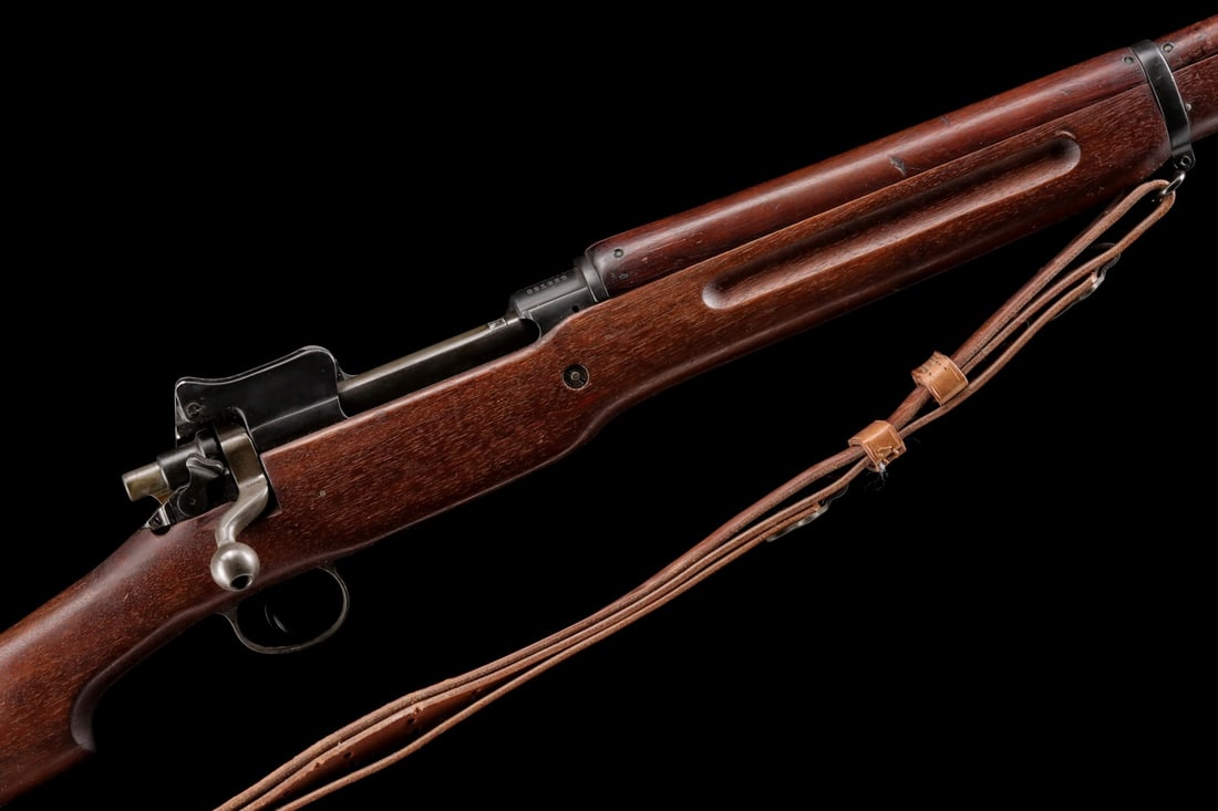 WINCHESTER ENFIELD 30-06 M1917 BOLT-ACTION RIFLE: Winchester .30 M1917 (serial #:321222) Serial number places the year of production at 1918. the barrel is marked 'J A' with flaming bomb near the front sight, receiver ring is marked U.S. MODEL OF 191
