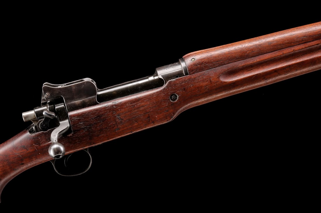 EDDYSTONE ENFIELD 30-06 M1917 BOLT-ACTION RIFLE: Eddystone 30 cal M1917 (serial #:125728) Serial number places the year of production at 1917. Barrel marked 'E' and ''11-17'' with flaming bomb near front sight, flaming bomb on left side of receiver,