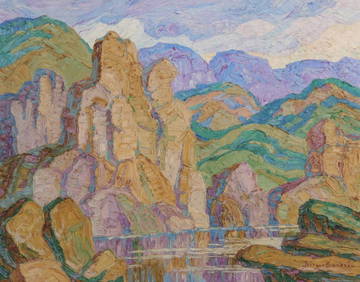BIRGER SANDZEN (1871-1954) COLORADO OIL ON CANVAS 1936 (1 of 17)
