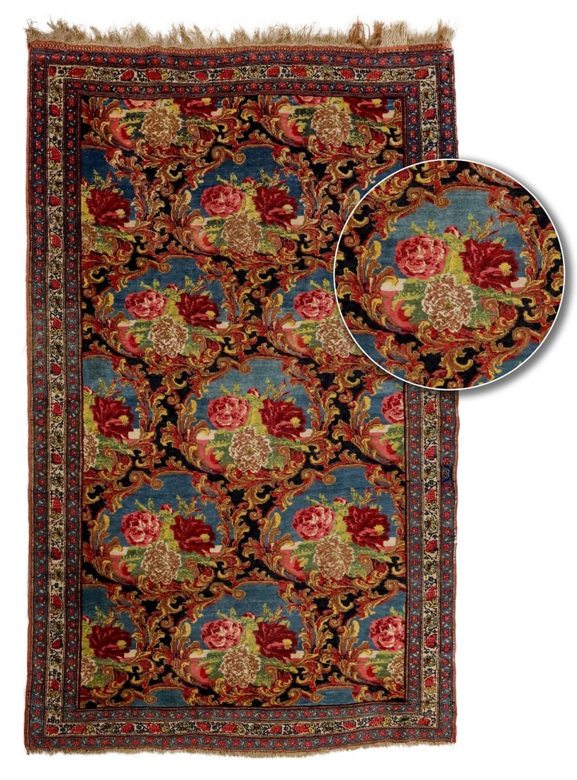 A PERSIAN BIJAR CARPET WITH FLORAL SPRAYS CIRCA 1900 (1 of 9)
