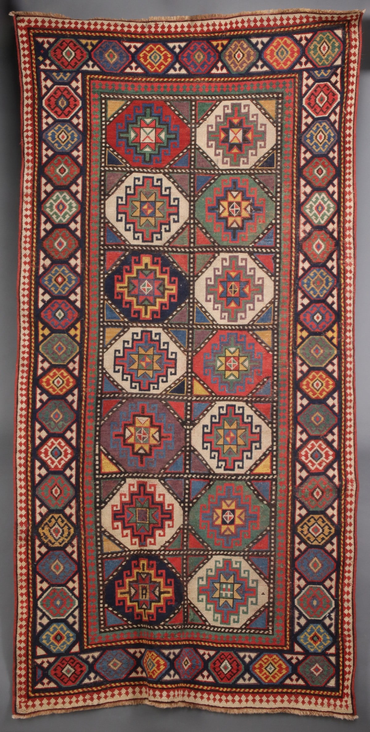 AN ANTIQUE MOGHAN CAUCASIAN LONG RUN CARPET CIRCA 1880 (1 of 14)