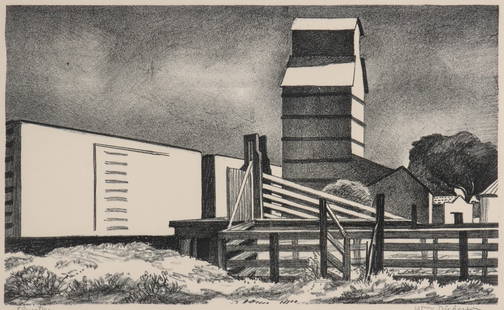 WILLIAM DICKERSON (1904-1972) KSU GIFT PRINT 1960: William Judson Dickerson (Kansas, 1904-1972) Elevator 1960 The lithograph published by The Friends of Art, Kansas State University is signed by the artist in pencil below the image lower right and