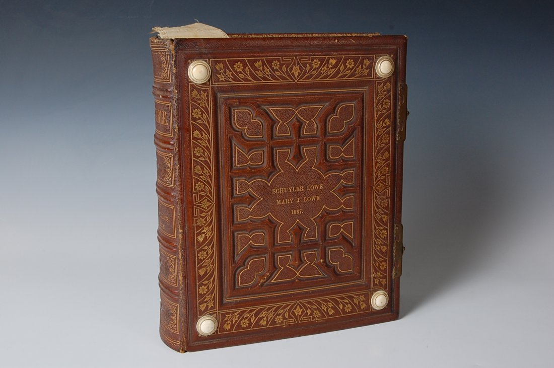 1867 FAMILY BIBLE OF CONFEDERATE CAPT. S. LOWE & FAMILY: Monumental family bible of Confederate Army Captain Schuyler Lowe and Mary J. Lowe of Independence, Missouri. Captain Lowe He was one of the "Immortal Six Hundred" Confederate officers who were taken 