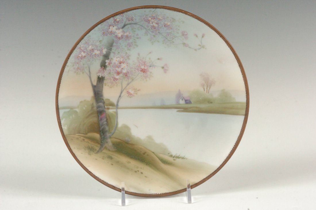 NORITAKE NIPPON HAND PAINTED PLAQUE WITH ENAMELS: 7.5 inches.