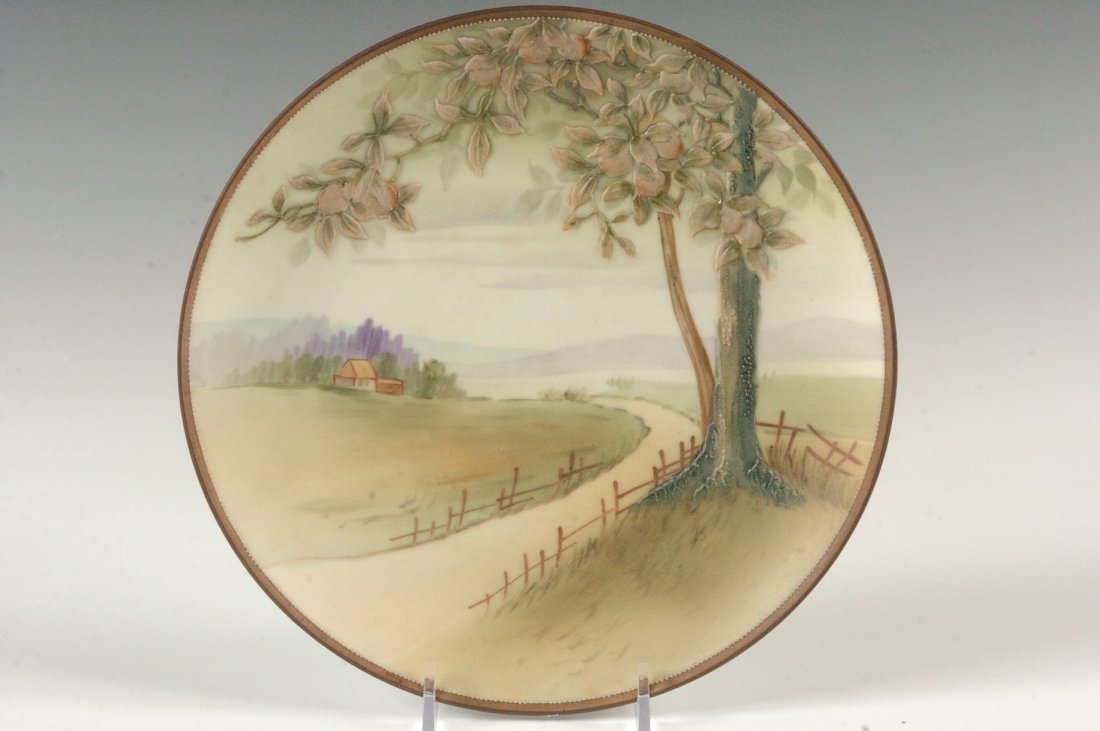 NORITAKE NIPPON HAND PAINTED PLAQUE WITH MORIAGE: 8.5 inches.