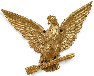 A LARGE CENTENNIAL PERIOD CARVED AND GILDED WOOD EAGLE