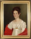 EARLY 19C. AMERICAN PORTRAIT WOMAN WITH TORTOISE COMB