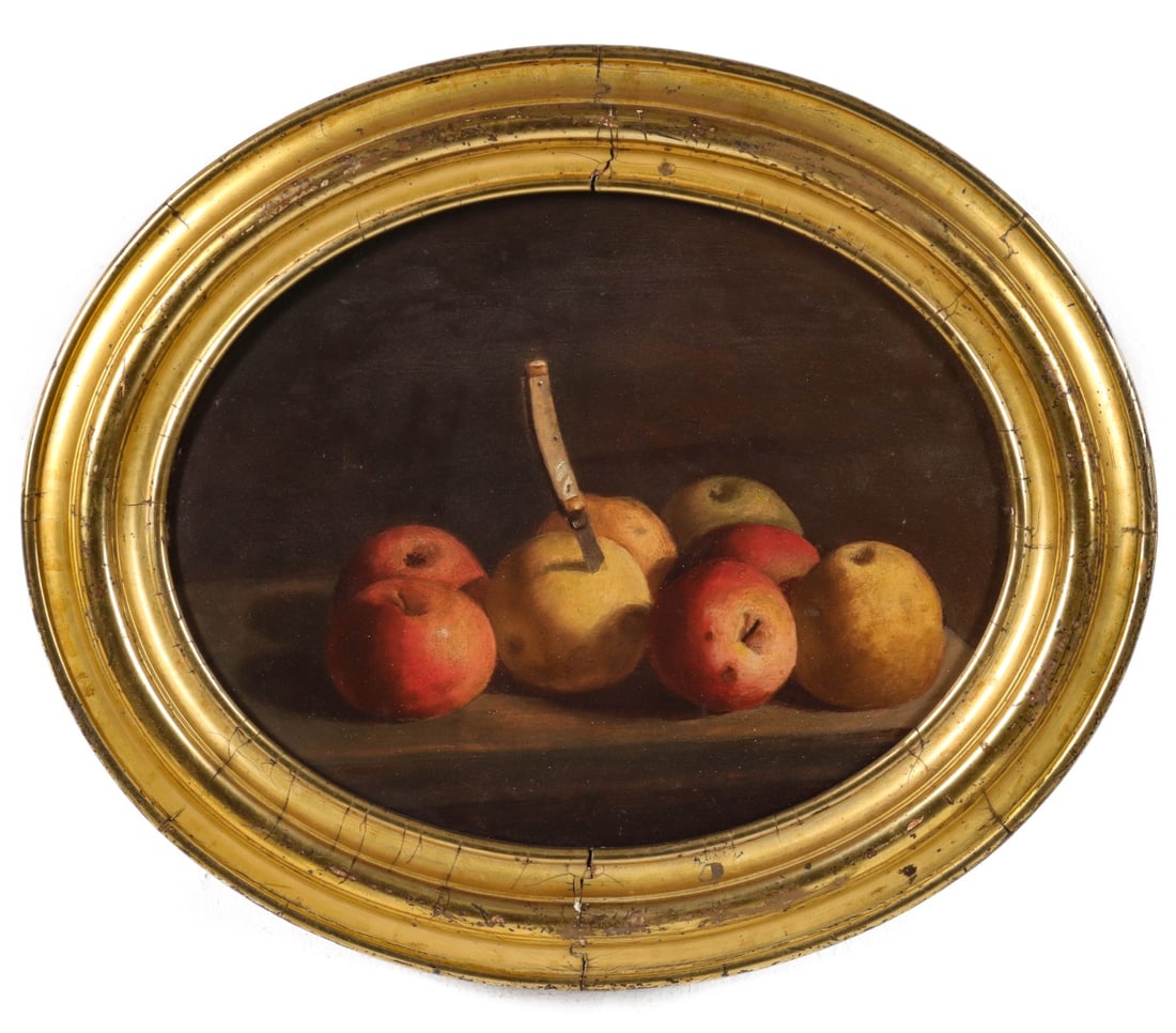 A 19TH CENTURY AMERICAN SCHOOL STILL LIFE OIL ON PANEL (1 of 4)