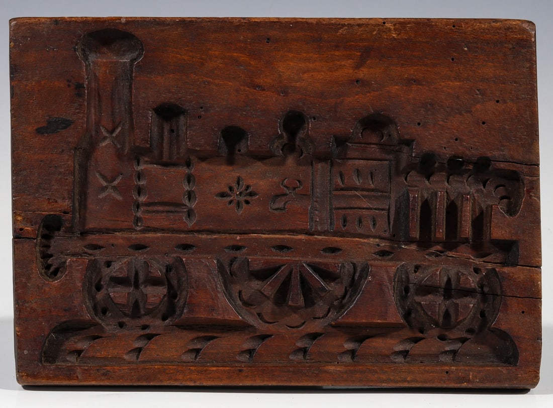 A TWO SIDED 19TH C. SPRINGERLE BOARD WITH LOCOMOTIVE (1 of 9)