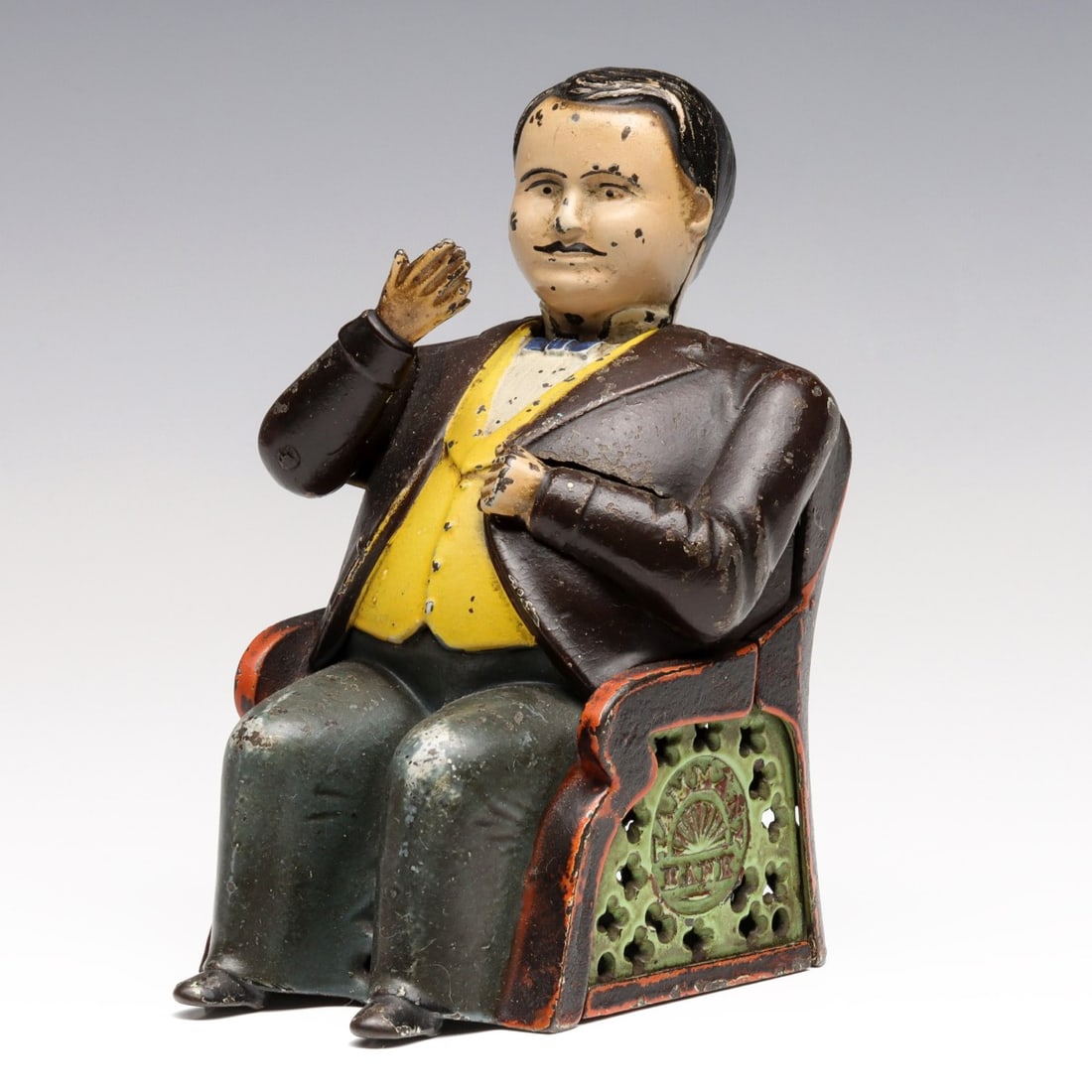 J. E STEVENS 'TAMMANY' MECHANICAL IRON BANK C. 1870s (1 of 14)