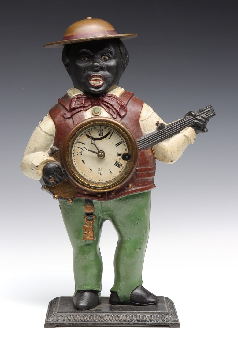 A BRADLEY AND HUBBARD FIGURAL IRON BLINKING EYE CLOCK (1 of 19)