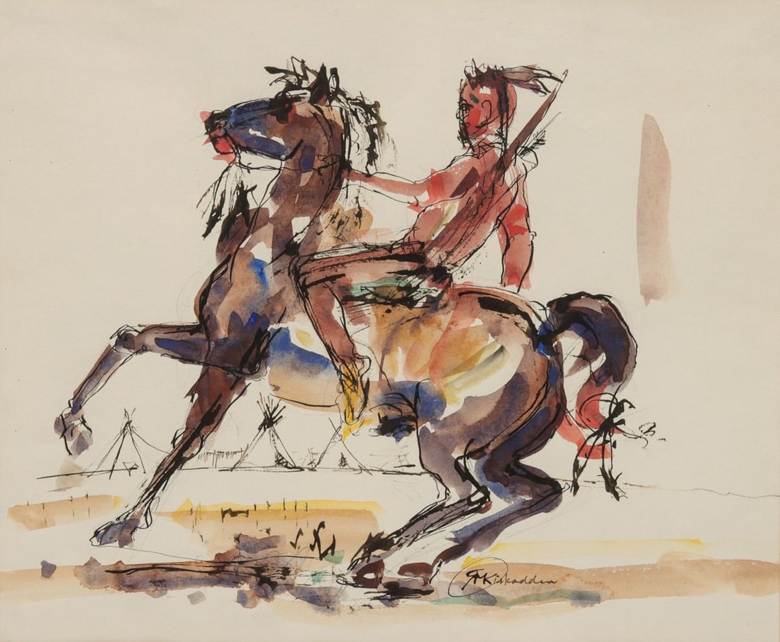 ROBERT KISKADDEN (OKLAHOMA 1918-2004) INK WASH (1 of 10)