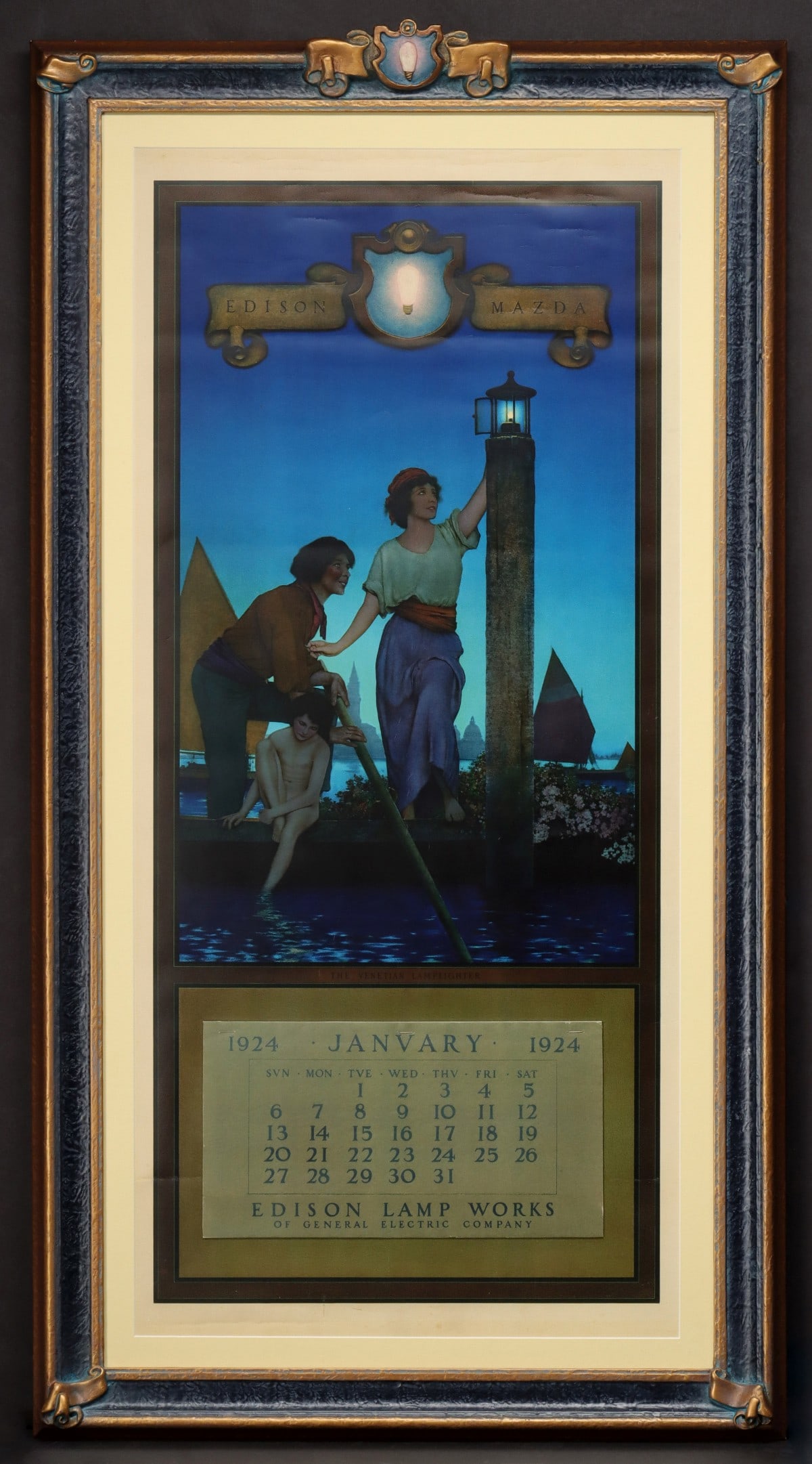 MAXFIELD PARRISH 1924 LARGE EDISON MAZDA CALENDAR (1 of 15)