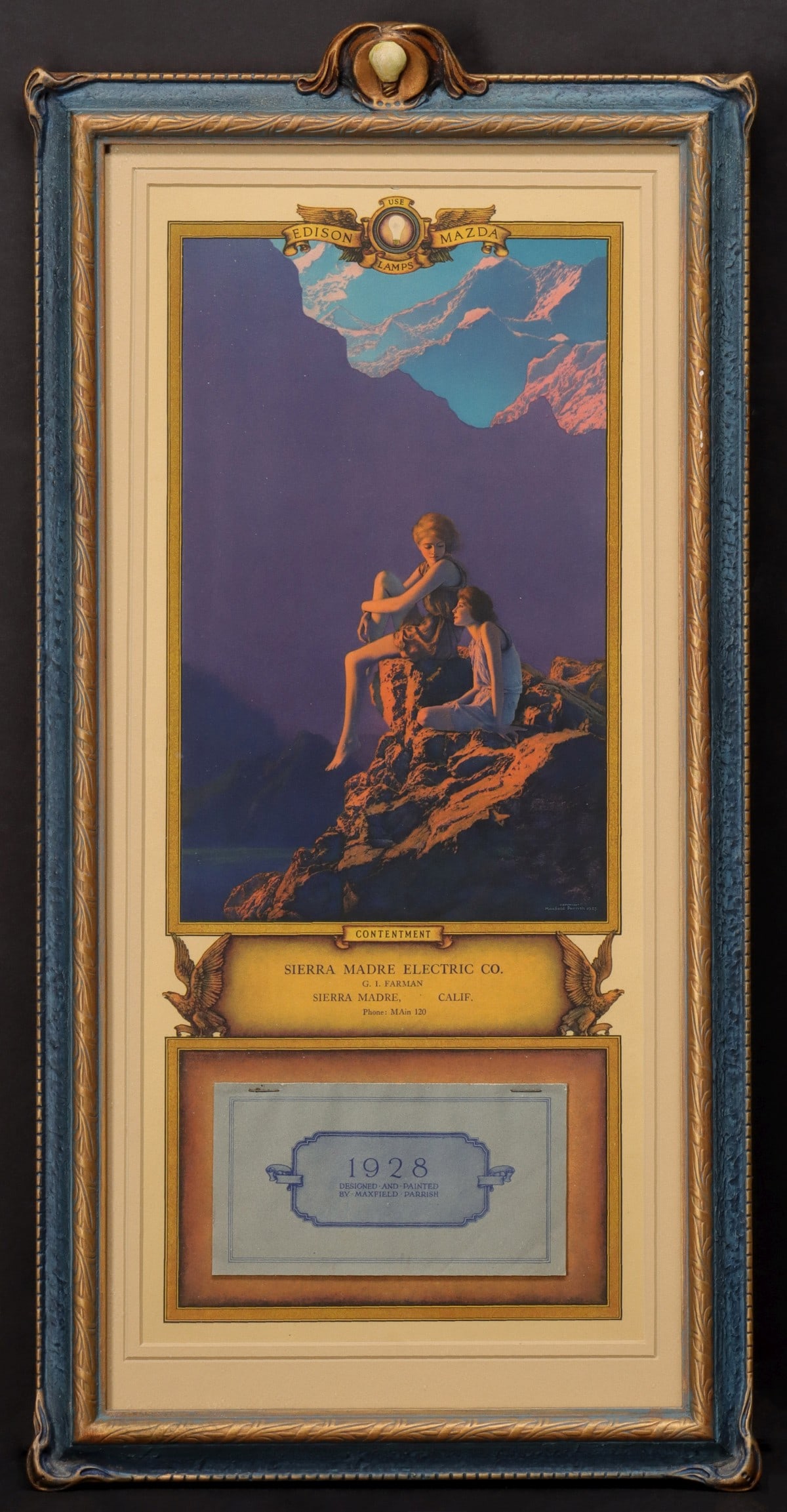 MAXFIELD PARRISH 'CONTENTMENT' SM.EDISON MAZDA CALENDAR (1 of 9)